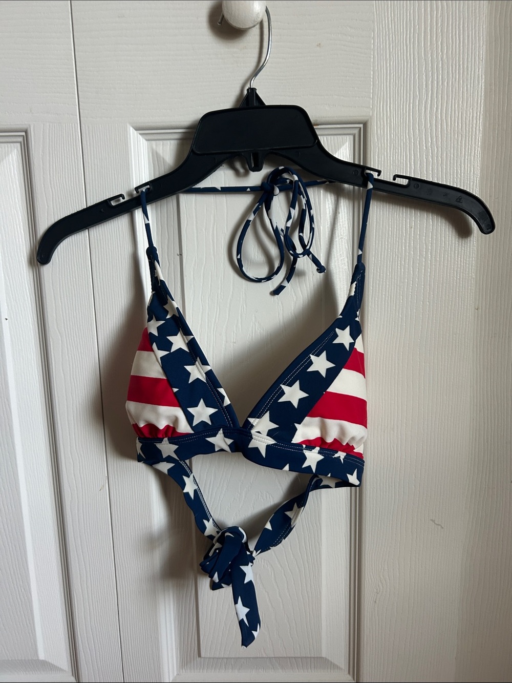 Catalina Red White and Blue Stars Stripe Triangle Bikini Top